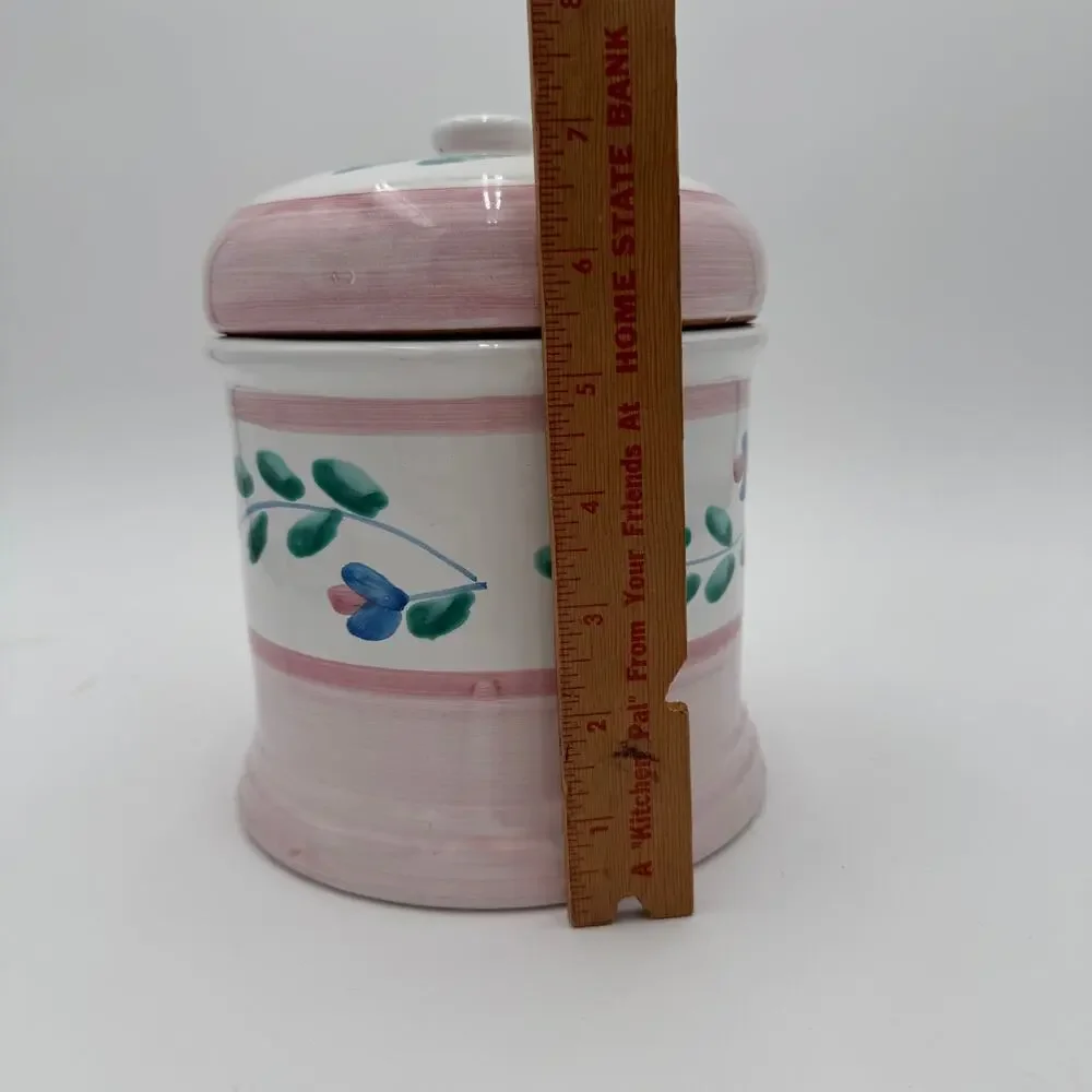 Vintage Caleca Canister Pink Garland Made in Italy Handpainted
